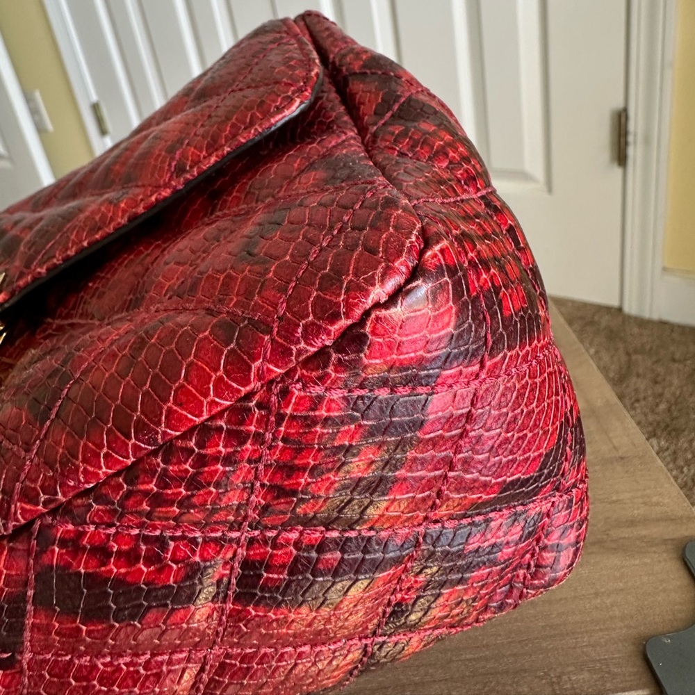 #43. Michael Kors Sloan Large QuiltedEmbossed-Leather ShoulderBag, RedSnakePrint - Picture 11 of 15